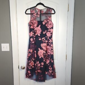 Mikael Aghal Pink Floral Midi Dress